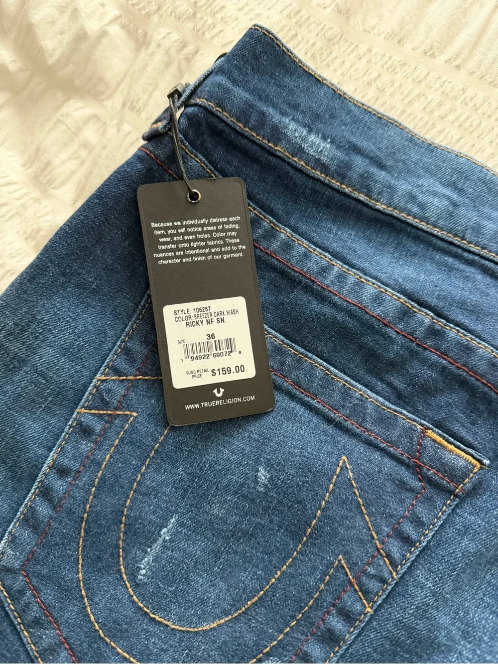 True Religion Ricky Relaxed Straight Jeans in Blue Denim